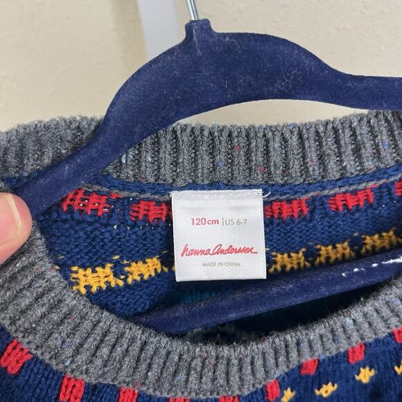 Hanna Andersson Fair Isle Wool Speckled Sweater Dress Girls 6-7 Wool Blend - Picture 4 of 5